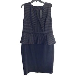 Vfshow Sleeveless Black Pinstripe Bodycon Peplum Dress (NEW WITH TAGS) Size: 3XL